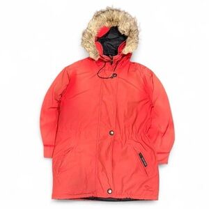 Canada Goose Rossclair Coyote Trim Goose Down Red Parka Jacket